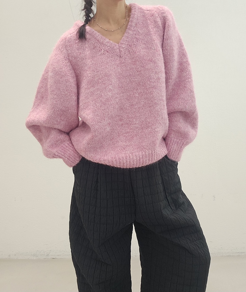 NEOUL韓國直郵㊣女裝新款推薦職業人氣25秋冬熱賣針織衫V領NEOUL/ahin雙領標簽針織衫