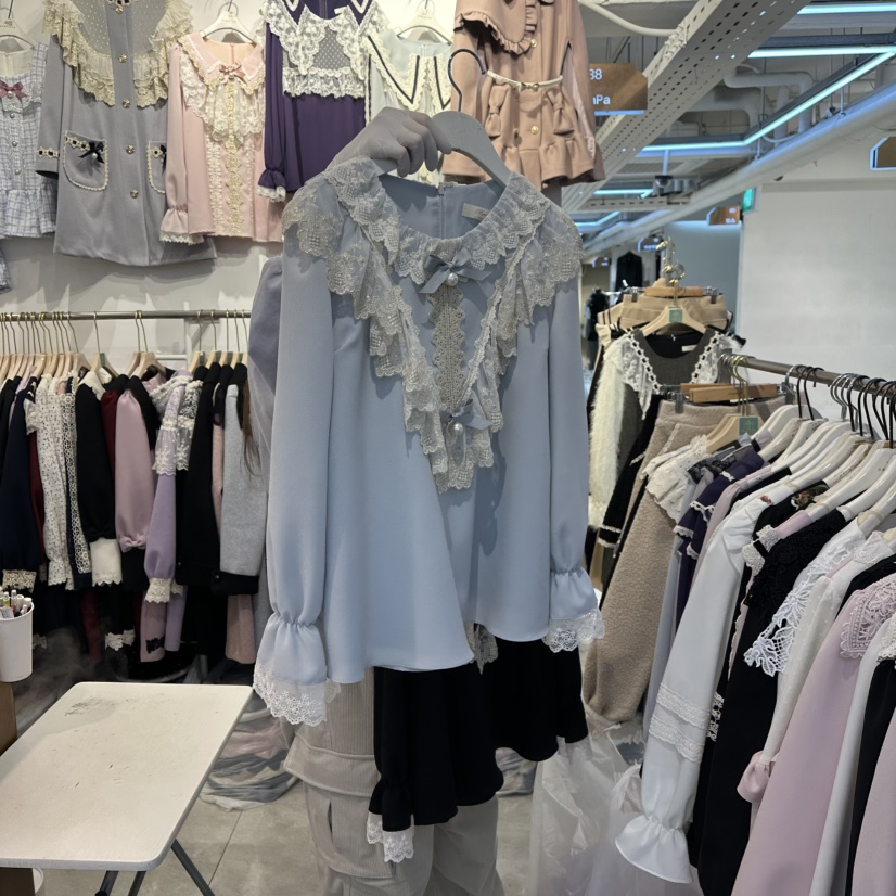 PAPA東大門㊣代購女裝新款推薦人氣熱賣真品休閑襯衫蕾絲衫PaPa/HALMADE襯衫/蕾絲衫圖色1