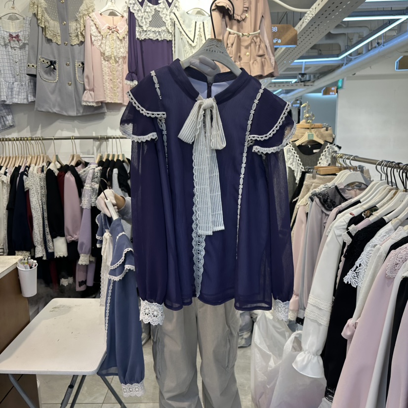 PAPA韓國直郵㊣女士新品真品時尚休閑職業25秋冬襯衫蕾絲衫PaPa/HALMADE襯衫/蕾絲衫圖色1