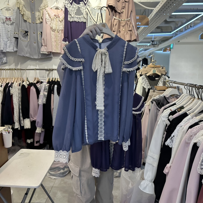 PAPA韓國直郵㊣女士新品真品時尚休閑職業25秋冬襯衫蕾絲衫PaPa/HALMADE襯衫/蕾絲衫圖色2