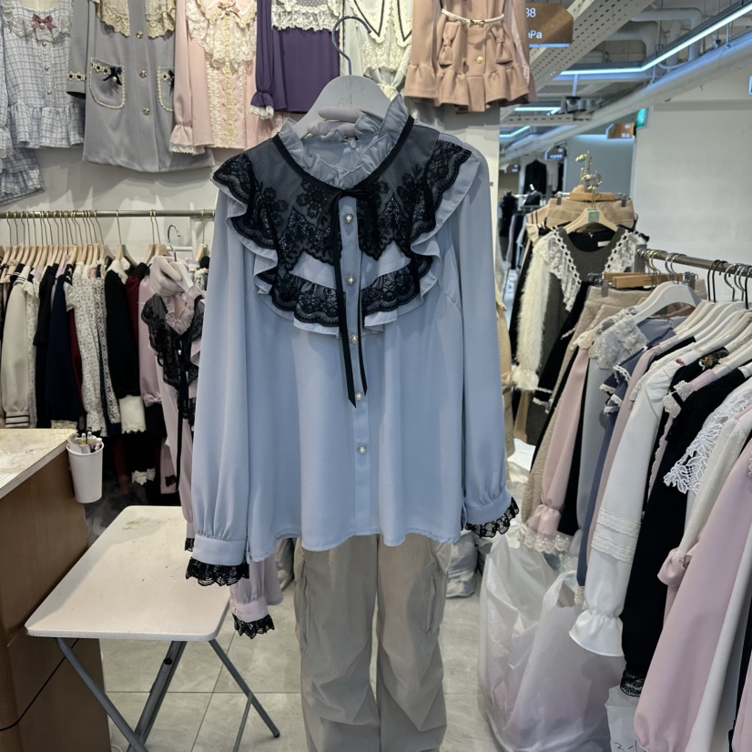 PAPA東大門㊣直郵女裝新品25秋冬職業熱賣人氣真品襯衫蕾絲衫PaPa/HALMADE襯衫/蕾絲衫圖色1