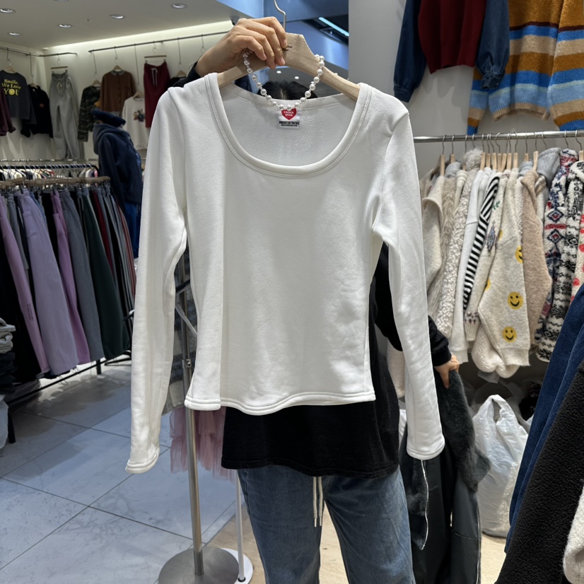 UNDERSTAR_VINTAGE東大門㊣實拍女裝新款25秋冬人氣長袖T恤UNDERSTAR_VINTAGE長袖T恤圖色1白色