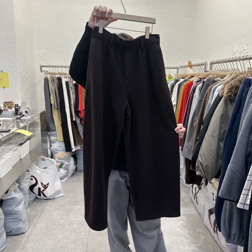 DA YLOG韓國直郵㊣女裝新品職業真品25秋冬休閑褲加絨條紋DA YLOG休閑褲圖色1棕色