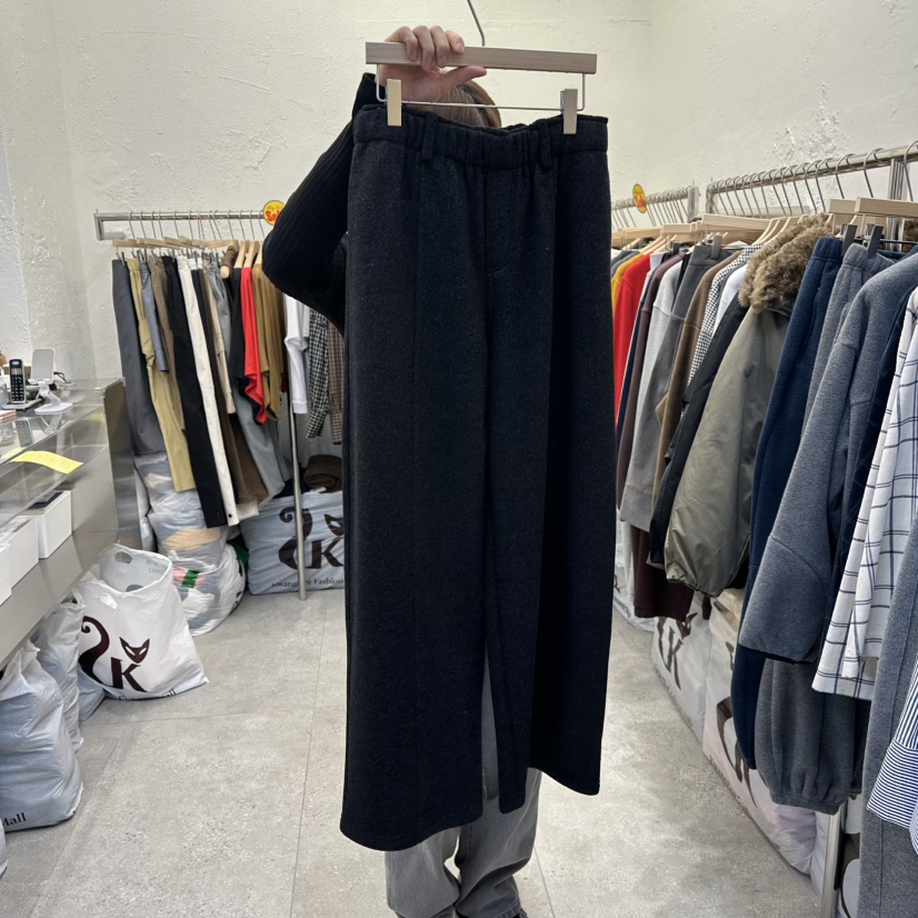 DA YLOG韓國直郵㊣女裝新品職業真品25秋冬休閑褲加絨條紋DA YLOG休閑褲圖色2墨色