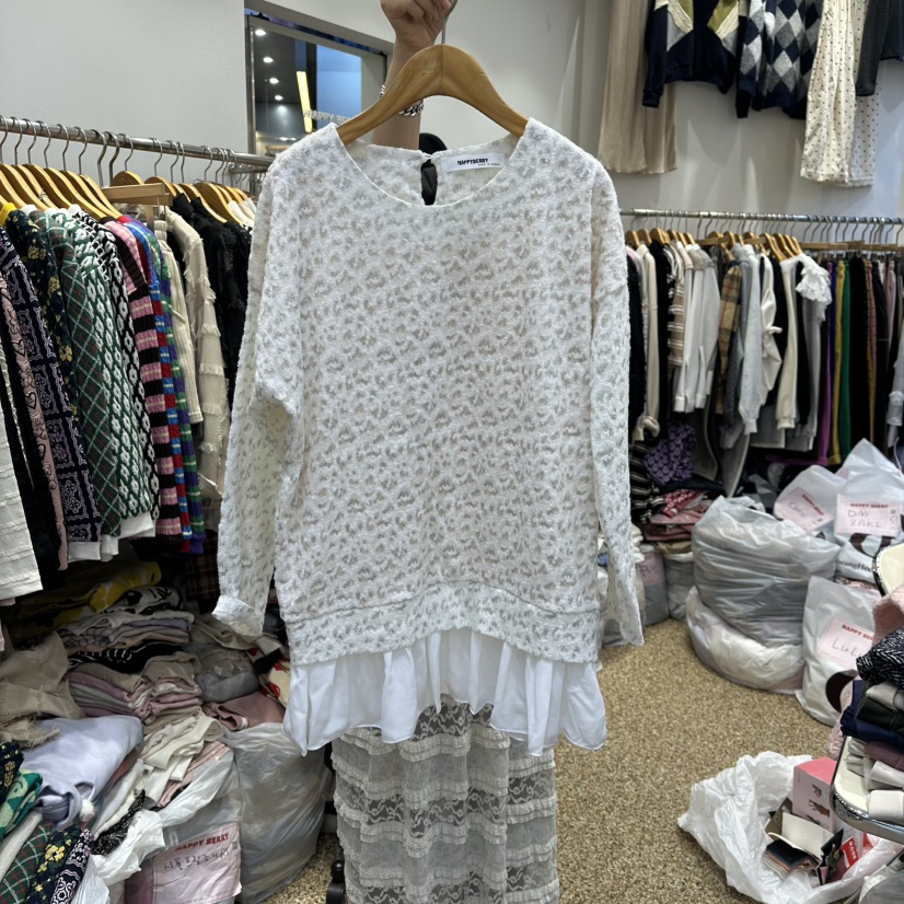 HAPPYBERRY東大門㊣實拍女裝新款職業熱賣25秋冬襯衫蕾絲衫蕾絲HAPPYBERRY襯衫/蕾絲衫圖色1