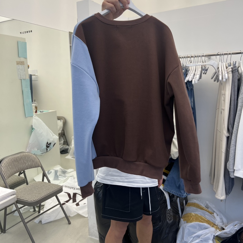 NON CLIP東大門㊣實拍女裝新款25秋冬職業推薦休閑衛衣拼色NON CLIP衛衣