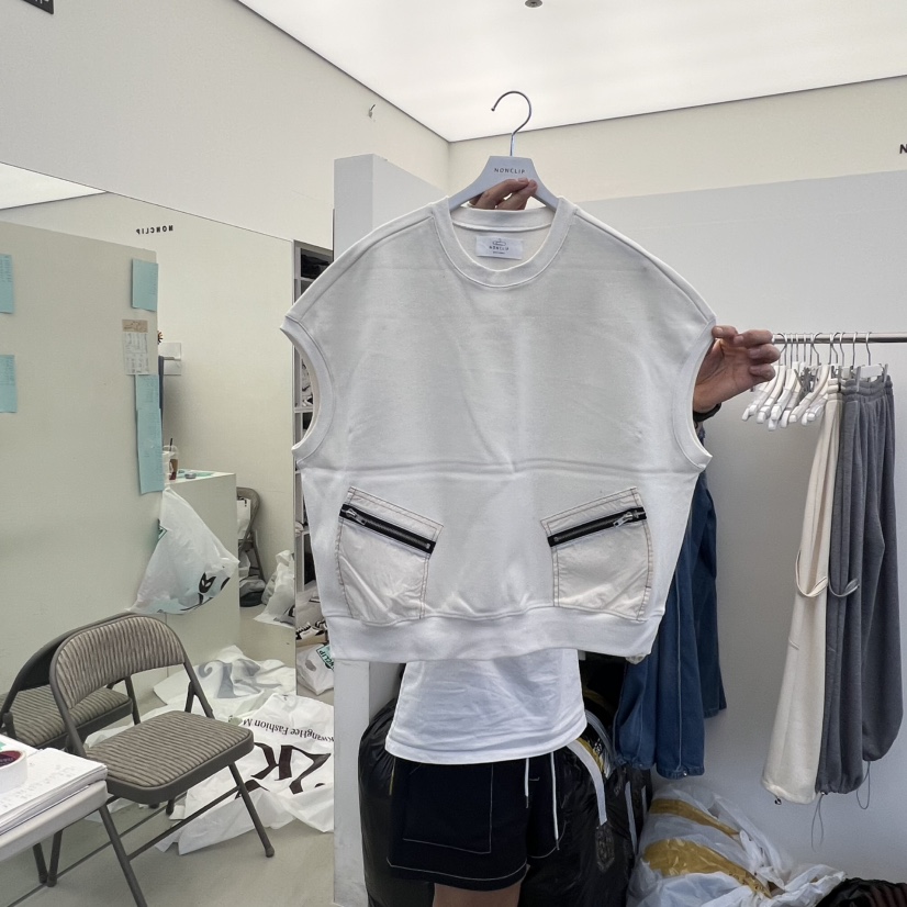 NON CLIP東大門㊣實拍女士新品人氣25秋冬職業吊帶背心口袋NON CLIP吊帶/背心圖色1