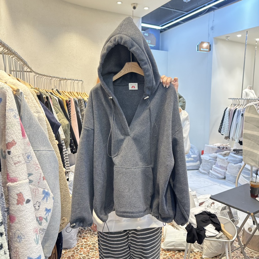 THE LINE-Q韓國代購㊣女士新款休閑25秋冬人氣職業衛衣抓絨THE LINE-Q衛衣圖色1