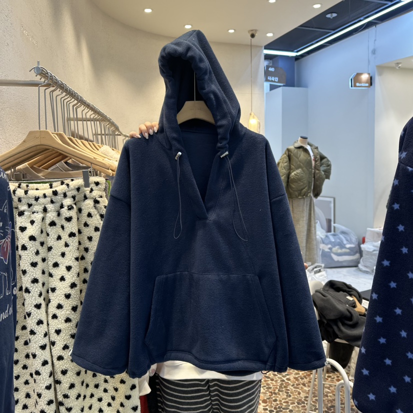 THE LINE-Q韓國代購㊣女士新款休閑25秋冬人氣職業衛衣抓絨THE LINE-Q衛衣圖色2