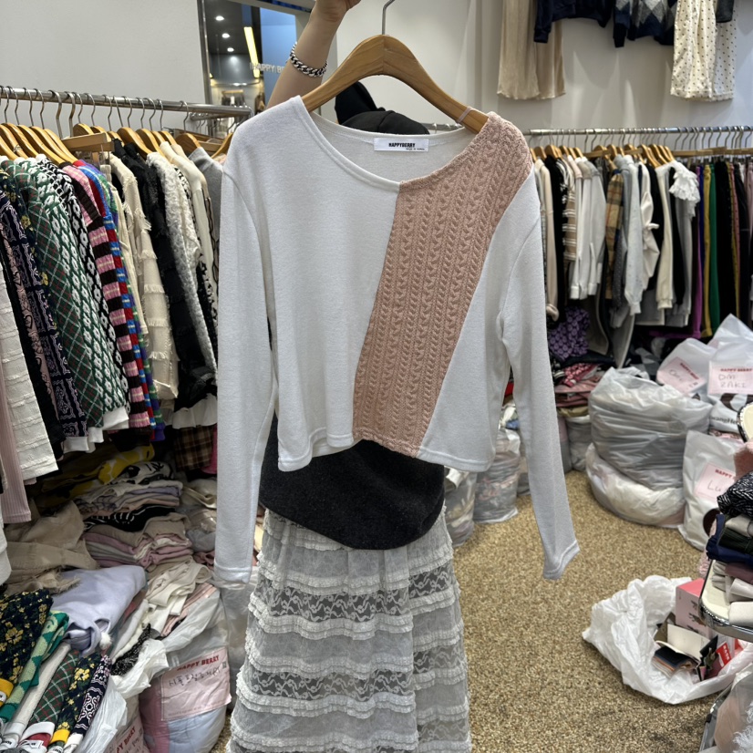 HAPPYBERRY東大門㊣實拍女裝新款人氣職業真品時尚長袖T恤羊毛HAPPYBERRY長袖T恤圖色1