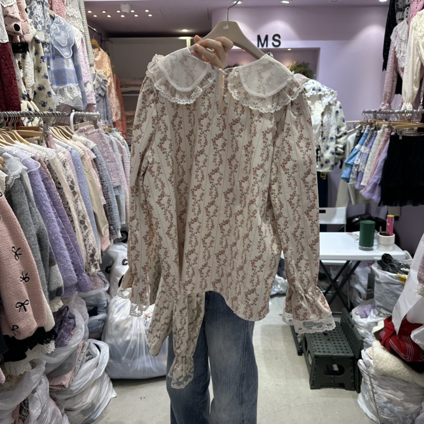 MS韓國代購㊣女裝新款時尚真品熱賣職業推薦休閑襯衫蕾絲衫MS襯衫/蕾絲衫