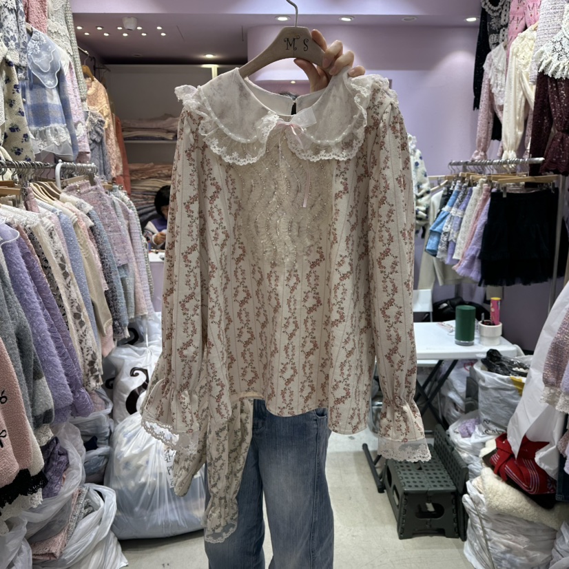 MS韓國代購㊣女裝新款時尚真品熱賣職業推薦休閑襯衫蕾絲衫MS襯衫/蕾絲衫圖色2