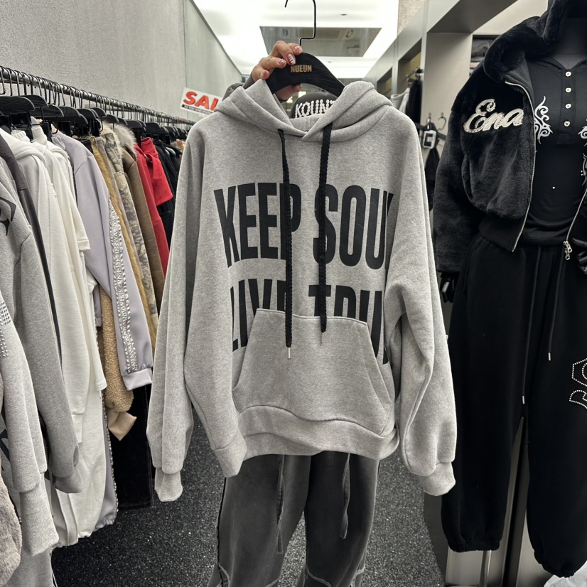 NUEUN韓國直郵㊣女士新款時尚休閑真品人氣25秋冬衛衣連帽衫加絨NUEUN/SEEOT衛衣圖色1