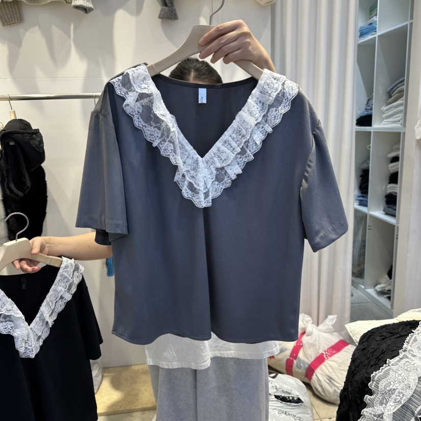 LADYBUG+ADORABLE東大門㊣實拍女裝新款推薦職業T恤天鵝絨LADYBUG/AdorableT恤圖色2