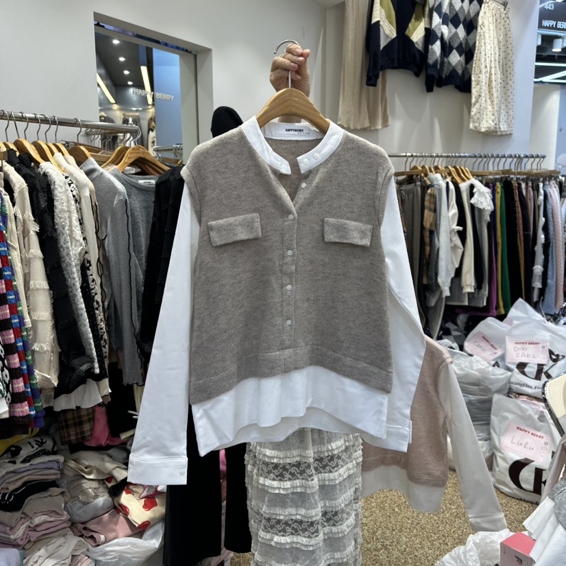 HAPPYBERRY東大門㊣直郵女士新款真品推薦襯衫蕾絲衫假兩件HAPPYBERRY襯衫/蕾絲衫圖色2