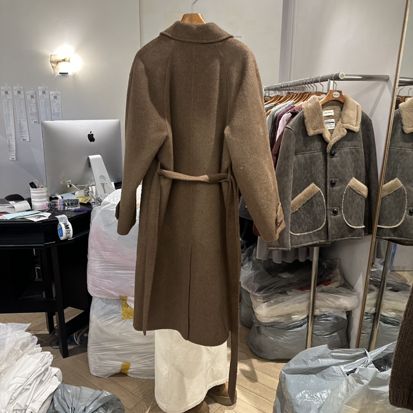 BRUSH-P韓國直郵㊣女裝新品熱賣職業人氣中長款大衣含腰帶BRUSH-P中長款大衣