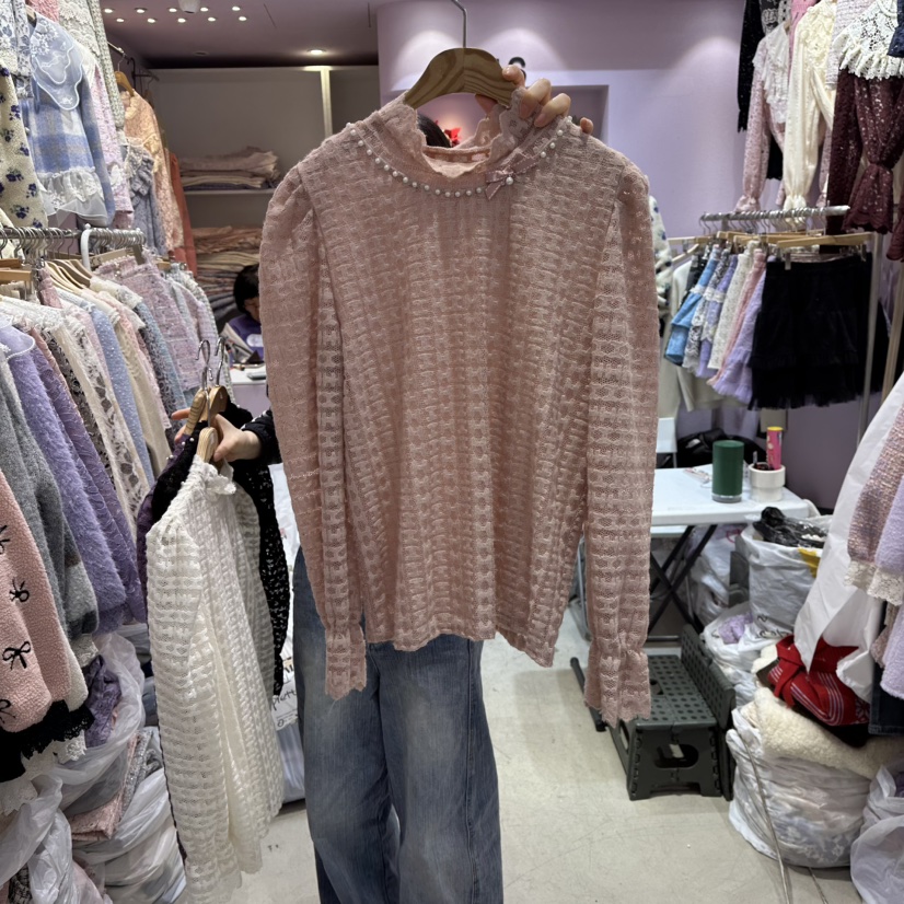 MS韓國直郵㊣女裝新品25秋冬時尚休閑人氣熱賣推薦襯衫蕾絲衫MS襯衫/蕾絲衫圖色2