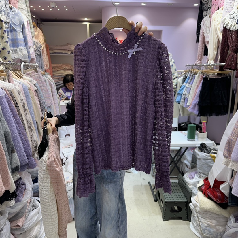 MS韓國直郵㊣女裝新品25秋冬時尚休閑人氣熱賣推薦襯衫蕾絲衫MS襯衫/蕾絲衫圖色3