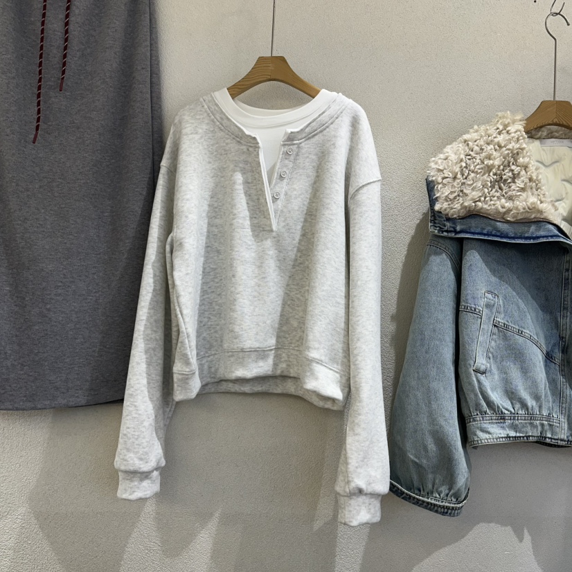 HIPTIQUE東大門㊣代購女裝新款職業25秋冬時尚人氣衛衣假兩件HIPTIQUE衛衣圖色1