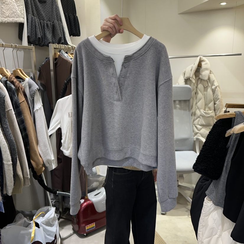 HIPTIQUE東大門㊣代購女裝新款職業25秋冬時尚人氣衛衣假兩件HIPTIQUE衛衣圖色2