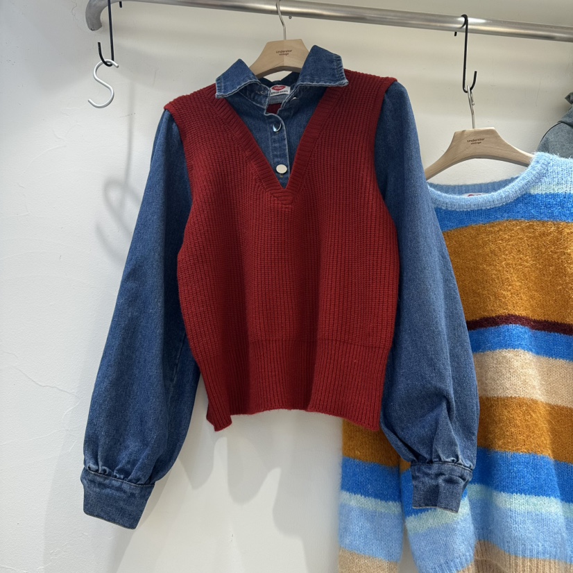 UNDERSTAR_VINTAGE東大門㊣實拍女士新款推薦襯衫蕾絲衫假兩件UNDERSTAR_VINTAGE襯衫/蕾絲衫圖色2