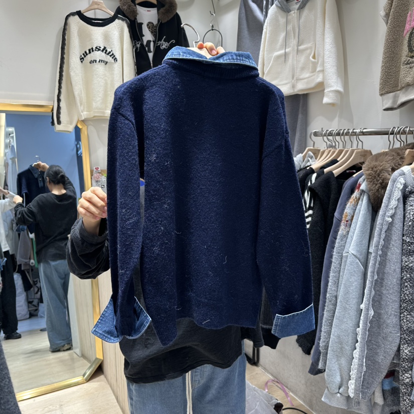 UNDERSTAR_VINTAGE東大門㊣直郵女裝新款休閑推薦熱賣毛衣紐扣UNDERSTAR_VINTAGE毛衣