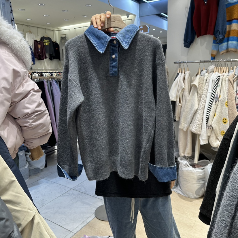 UNDERSTAR_VINTAGE東大門㊣直郵女裝新款休閑推薦熱賣毛衣紐扣UNDERSTAR_VINTAGE毛衣圖色1