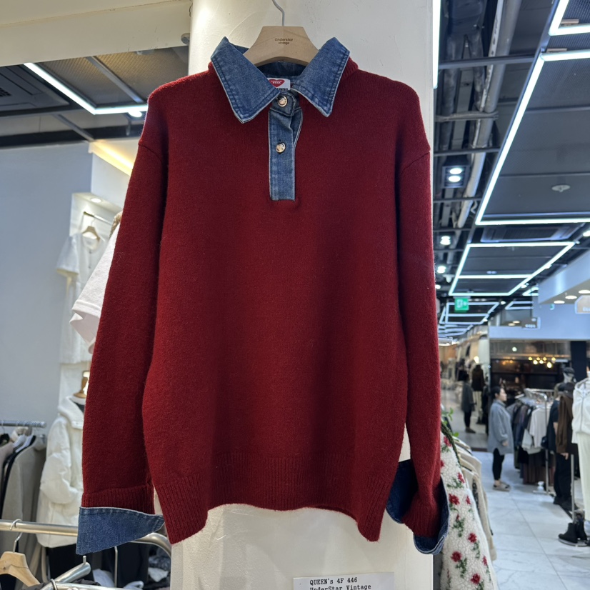 UNDERSTAR_VINTAGE東大門㊣直郵女裝新款休閑推薦熱賣毛衣紐扣UNDERSTAR_VINTAGE毛衣圖色2