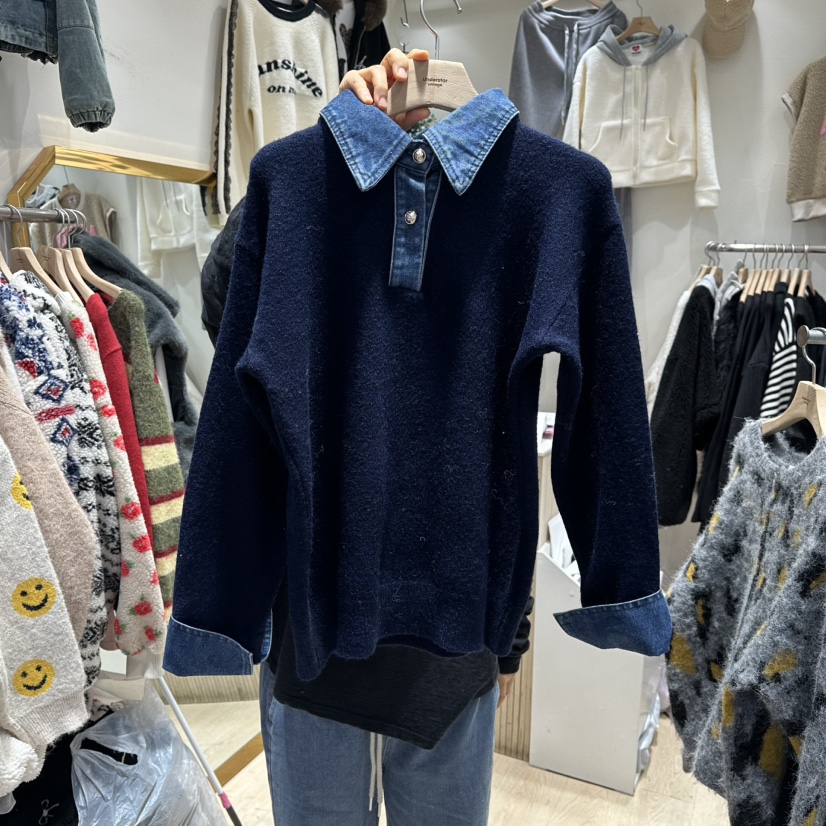 UNDERSTAR_VINTAGE東大門㊣直郵女裝新款休閑推薦熱賣毛衣紐扣UNDERSTAR_VINTAGE毛衣圖色3