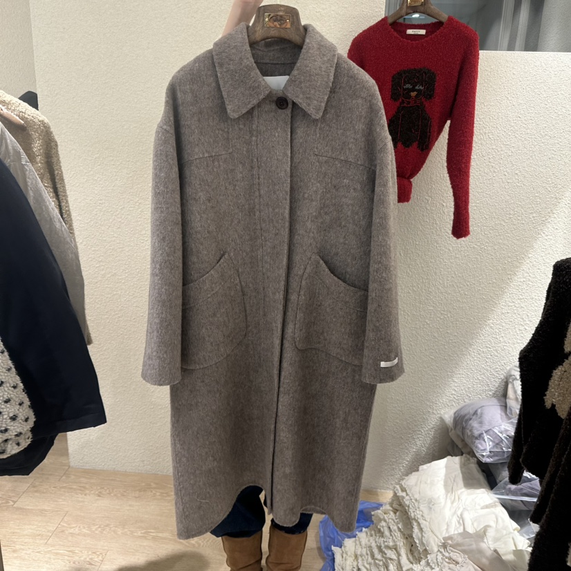 EMPTY東大門㊣代購女裝新品時尚真品推薦人氣中長款大衣涂層EMPTY中長款大衣圖色1