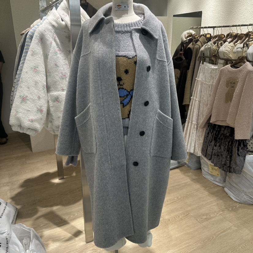 EMPTY東大門㊣代購女裝新品時尚真品推薦人氣中長款大衣涂層EMPTY中長款大衣圖色2