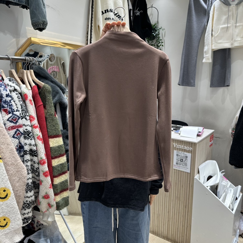 UNDERSTAR_VINTAGE東大門㊣代購女裝新品休閑長袖T恤不含配飾貂皮UNDERSTAR_VINTAGE長袖T恤