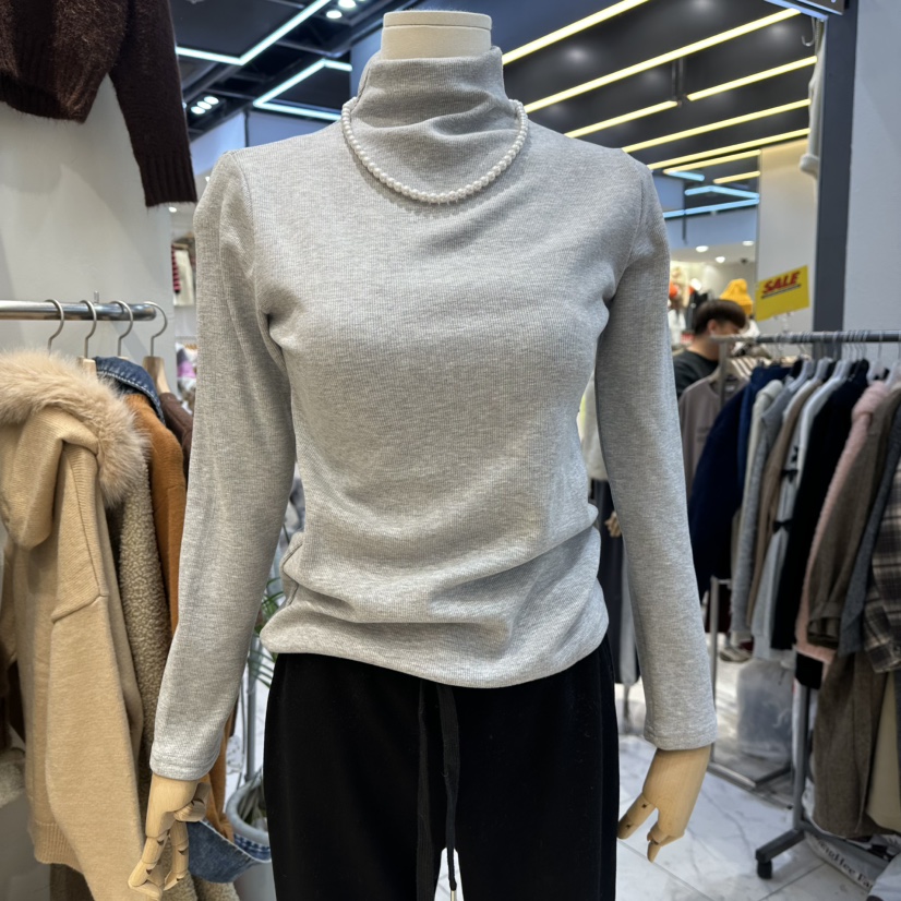 UNDERSTAR_VINTAGE東大門㊣代購女裝新品休閑長袖T恤不含配飾貂皮UNDERSTAR_VINTAGE長袖T恤圖色3灰色