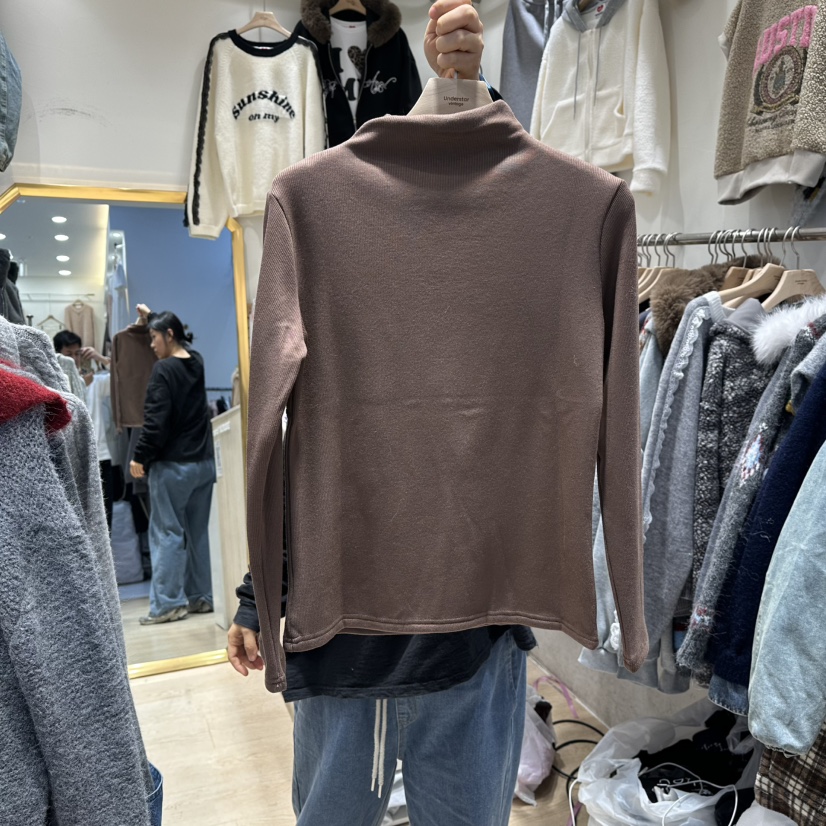 UNDERSTAR_VINTAGE東大門㊣代購女裝新品休閑長袖T恤不含配飾貂皮UNDERSTAR_VINTAGE長袖T恤圖色5