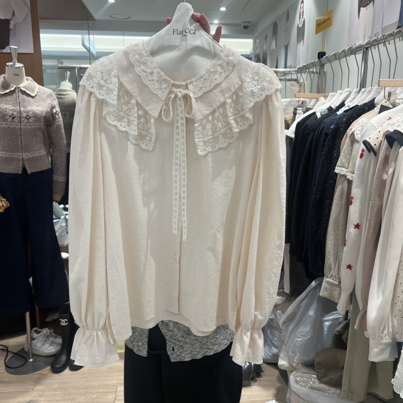 OGI東大門㊣實拍女士新品休閑真品熱賣推薦職業25秋冬襯衫蕾絲衫FLat OGI襯衫/蕾絲衫圖色1