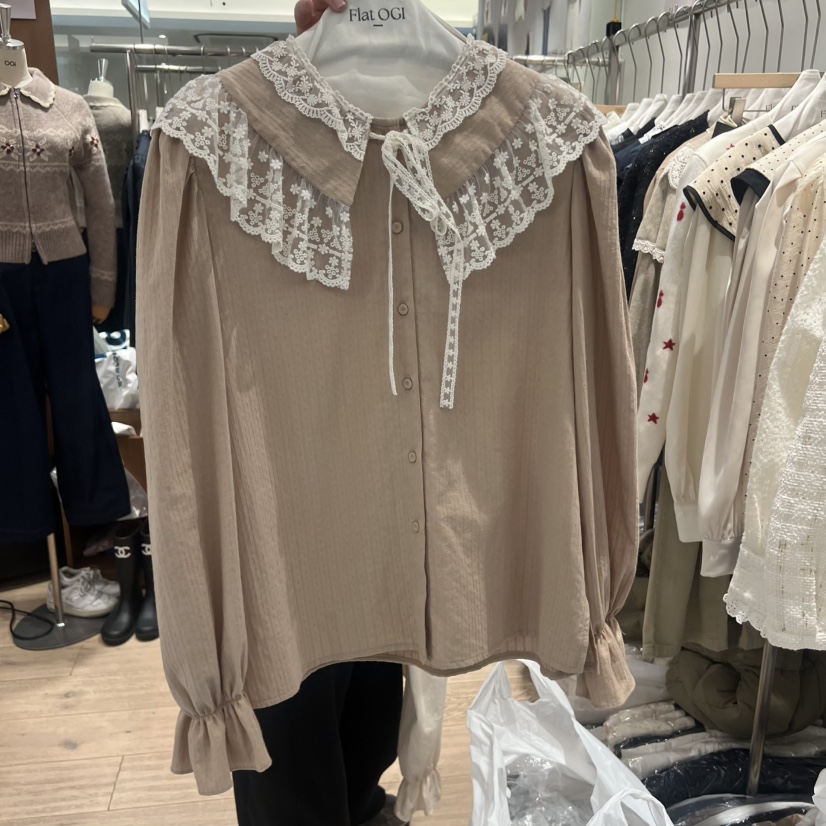 OGI東大門㊣實拍女士新品休閑真品熱賣推薦職業25秋冬襯衫蕾絲衫FLat OGI襯衫/蕾絲衫圖色2