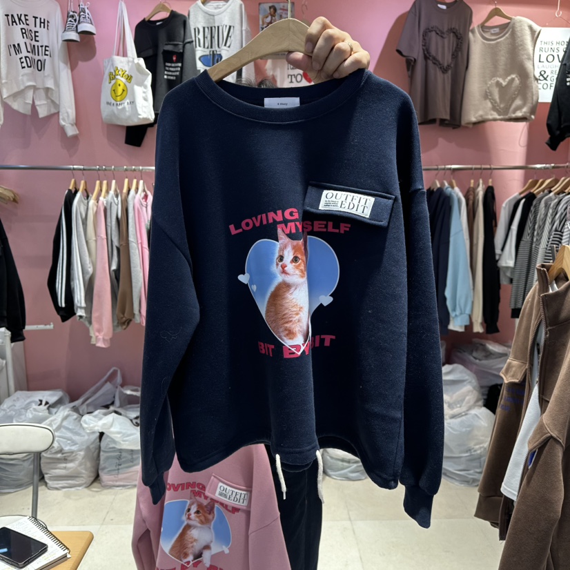 K STORY東大門㊣實拍女士新款休閑職業人氣真品衛衣口袋加絨K STORY衛衣圖色2