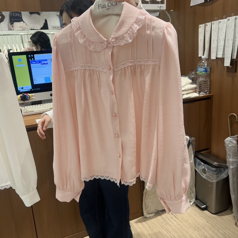 OGI東大門㊣代購女士新款25秋冬人氣推薦真品休閑襯衫蕾絲衫FLat OGI襯衫/蕾絲衫圖色2