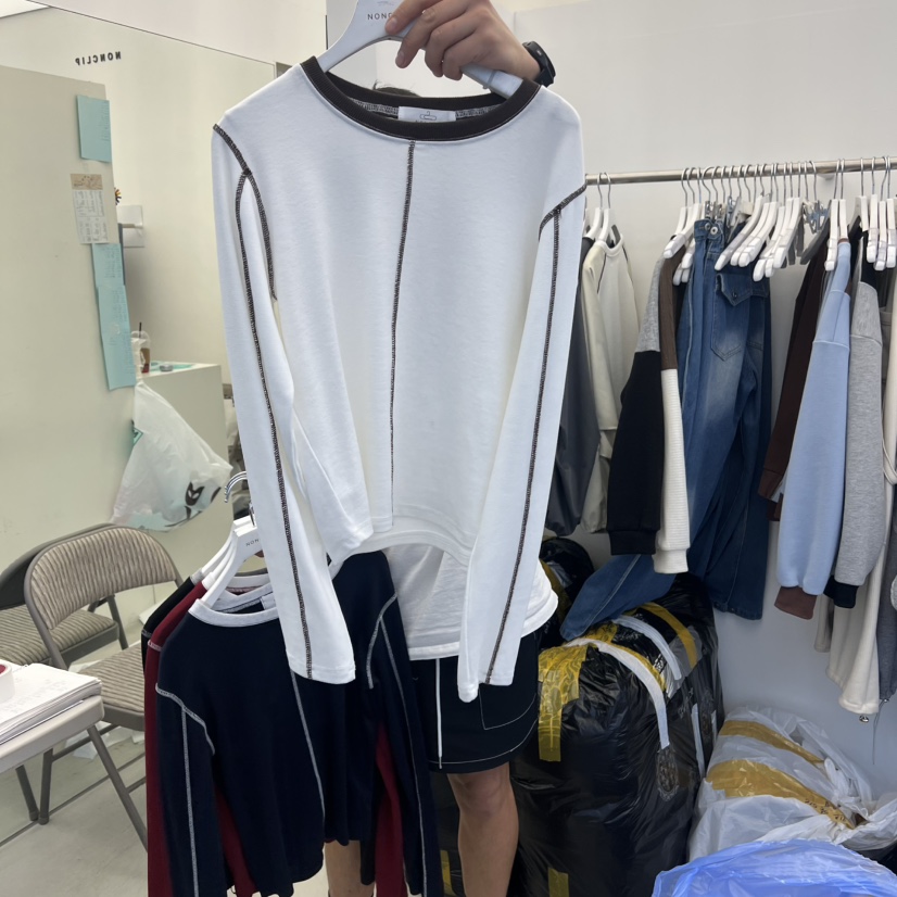 NON CLIP韓國代購㊣女裝新款25秋冬職業熱賣時尚推薦長袖T恤NON CLIP長袖T恤圖色1