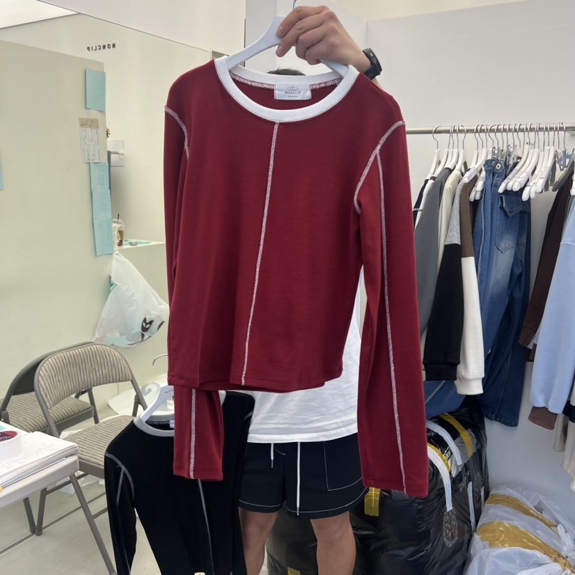NON CLIP韓國代購㊣女裝新款25秋冬職業熱賣時尚推薦長袖T恤NON CLIP長袖T恤圖色2