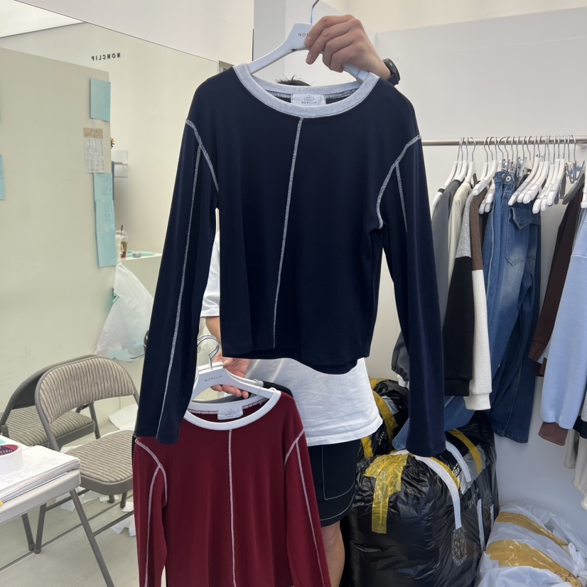 NON CLIP韓國代購㊣女裝新款25秋冬職業熱賣時尚推薦長袖T恤NON CLIP長袖T恤圖色3