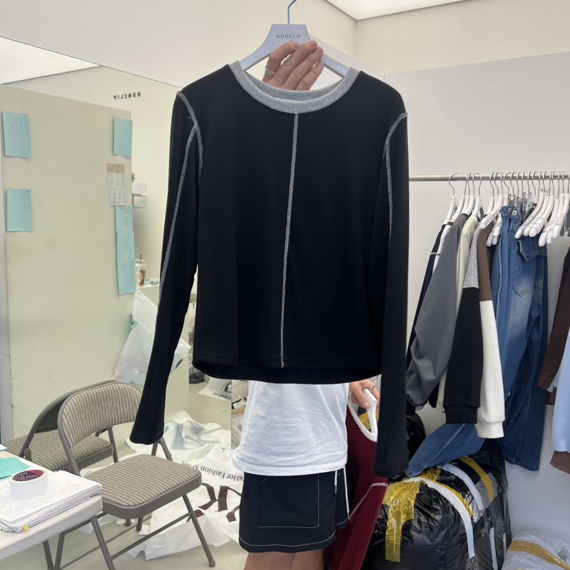 NON CLIP韓國代購㊣女裝新款25秋冬職業熱賣時尚推薦長袖T恤NON CLIP長袖T恤圖色4