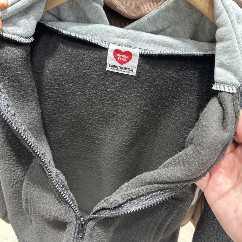 UNDERSTAR_VINTAGE韓國代購㊣女裝新品時尚夾克連帽拉鏈衫抓絨UNDERSTAR_VINTAGE夾克