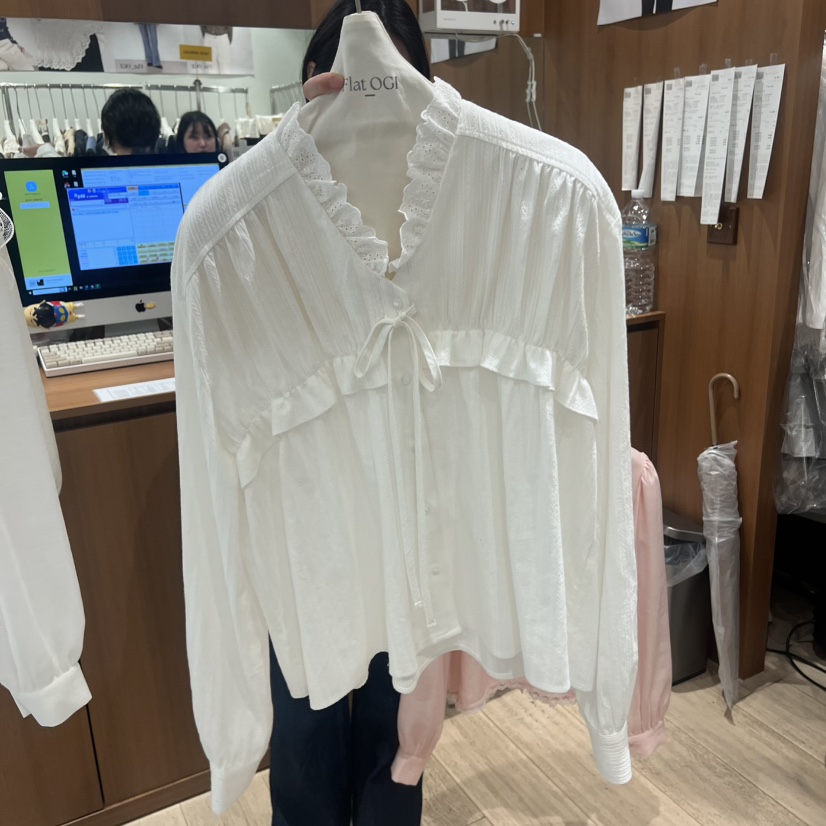 OGI韓國代購㊣女士新款職業25秋冬真品休閑時尚熱賣襯衫蕾絲衫FLat OGI襯衫/蕾絲衫圖色1