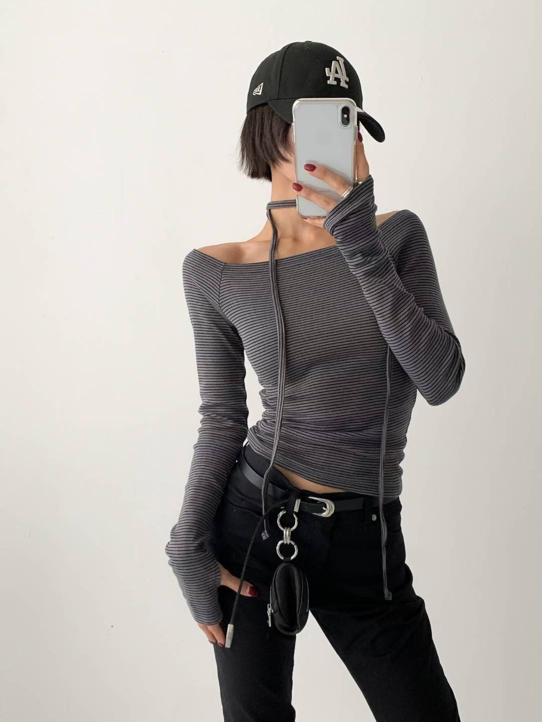 DOTNODI（無品牌標）韓國代購㊣女裝新款職業人氣時尚長袖T恤DOTNODI長袖T恤