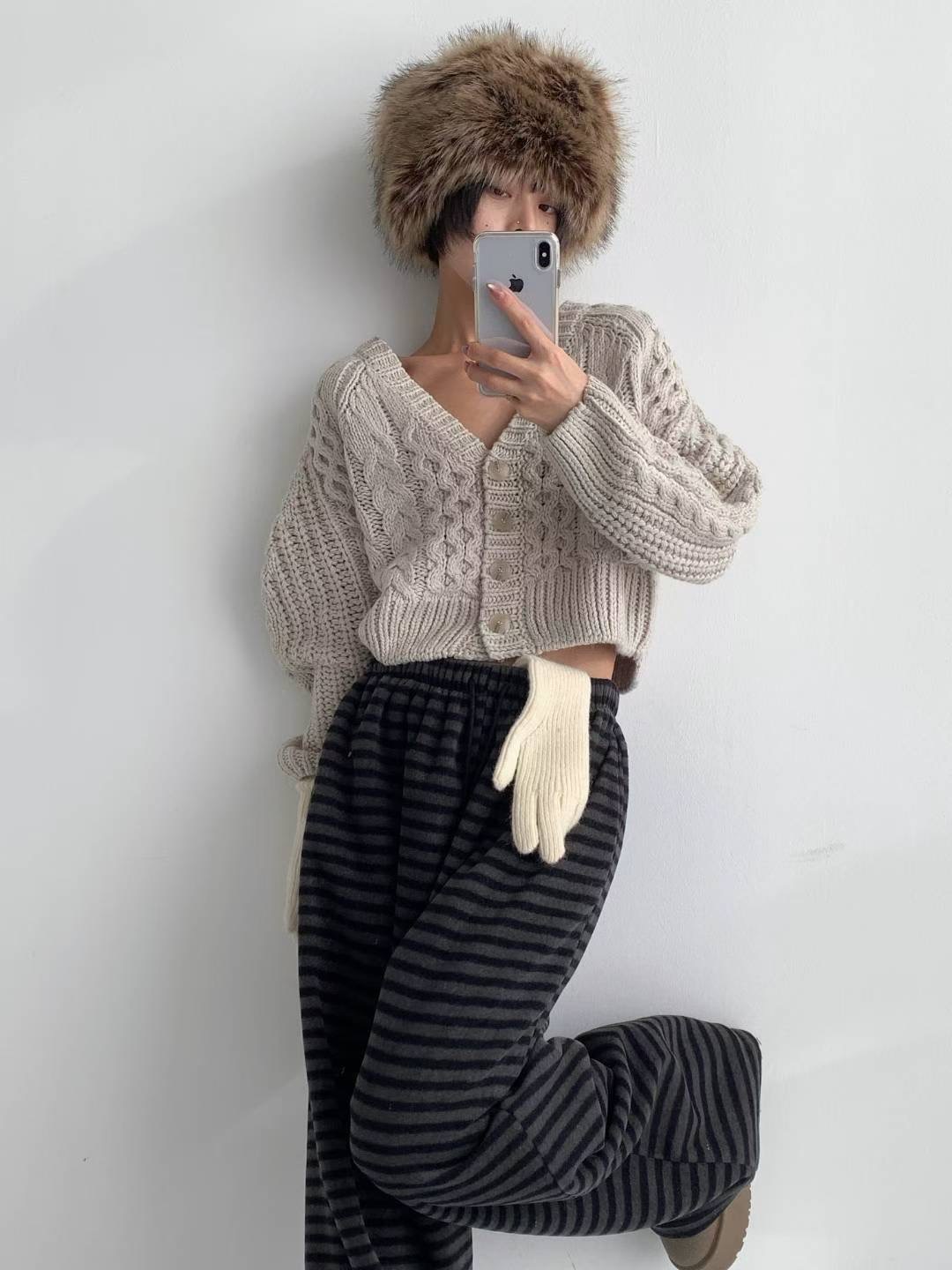 DOTNODI（無品牌標）東大門㊣代購女裝新品真品25秋冬針織衫格子DOTNODI針織衫