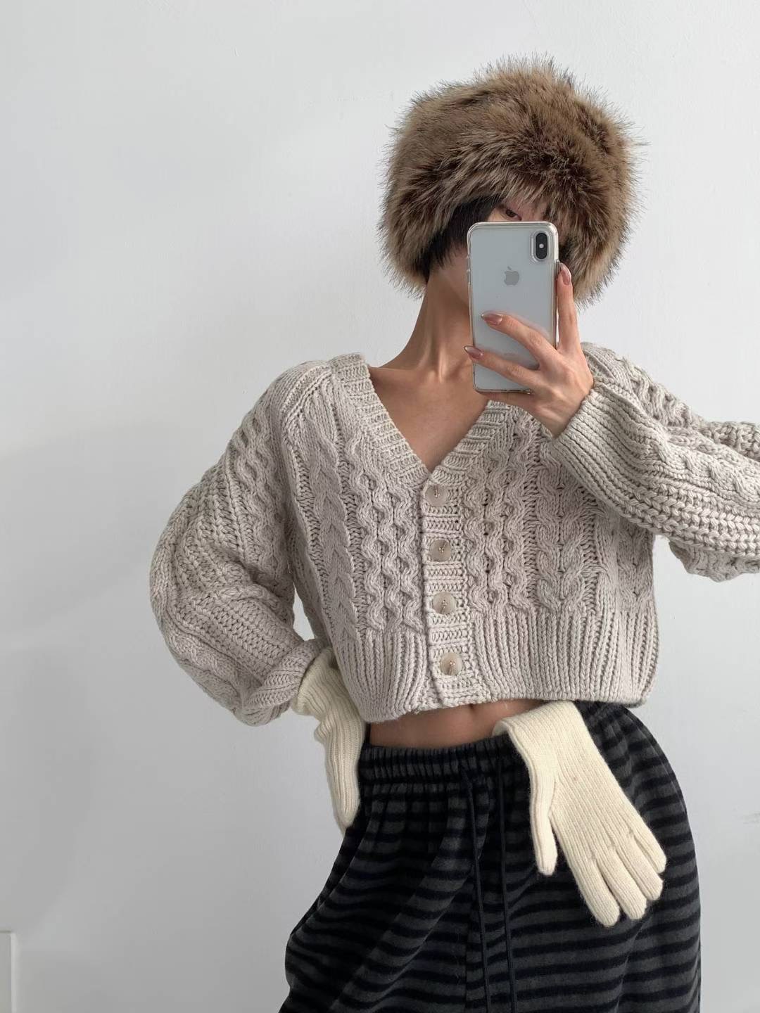 DOTNODI（無品牌標）東大門㊣代購女裝新品真品25秋冬針織衫格子DOTNODI針織衫