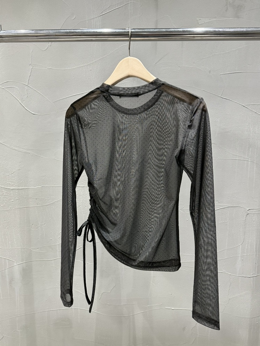 INSSENSE-A東大門㊣直郵女裝新款熱賣真品長袖T恤系帶透明INSSENSE-A長袖T恤