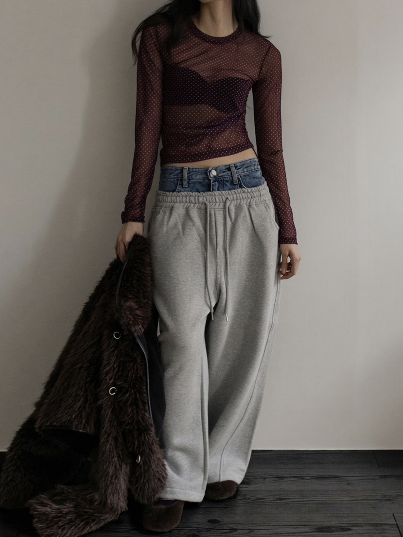 INSSENSE-A東大門㊣直郵女裝新款熱賣真品長袖T恤系帶透明INSSENSE-A長袖T恤