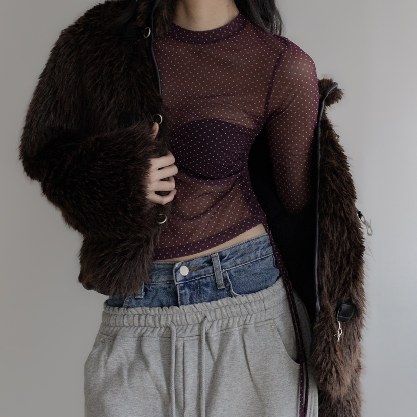 INSSENSE-A東大門㊣直郵女裝新款熱賣真品長袖T恤系帶透明INSSENSE-A長袖T恤